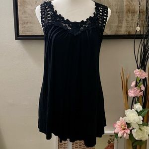 Black Tunic Lace Blouse- Style Biz - Size Small.